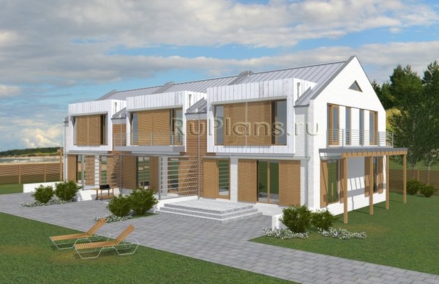 Дом с мансардой, террасой и балконом - 1 секция Rg5037 - Вид1