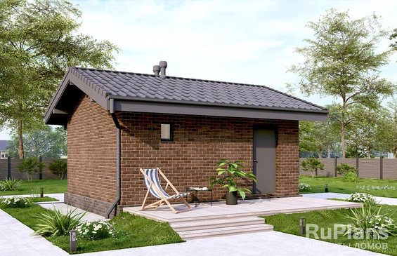 Rg6489 - Баня с террасой и облицовкой кирпичом