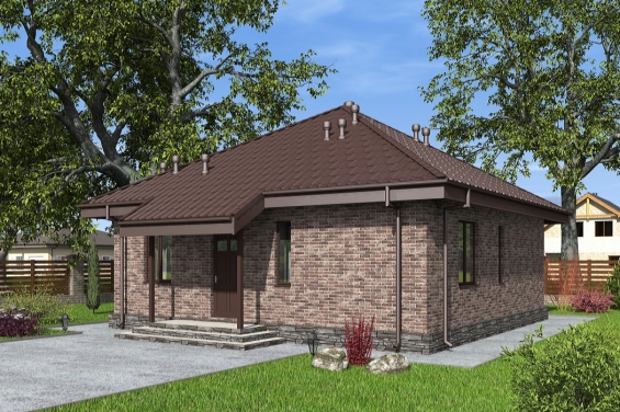 Rg6492 - Одноэтажный дом с террасой и кухней-гостиной