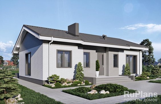 Rg6503 - Одноэтажный дом с террасой, 3 спальнями и отделкой облицовочным кирпичом