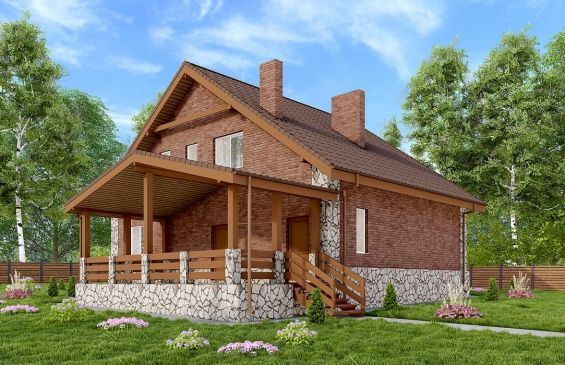 Rg6519 - Одноэтажный дом с мансардой, террасой и комнатой отдыха