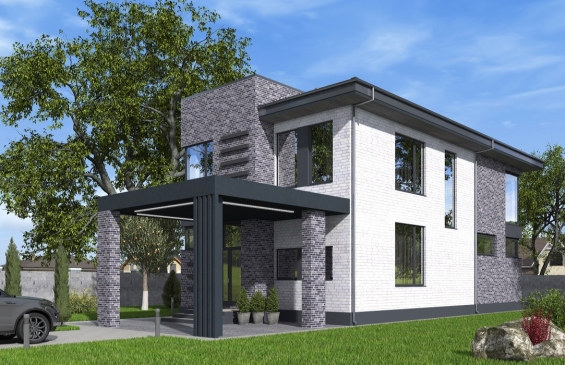 Rg6543 - Двухэтажный дом с кухней-гостиной, гостевой спальней, балконом и тремя спальнями