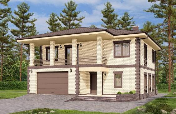 Двухэтажный дом с гаражом и террасой Rg6561