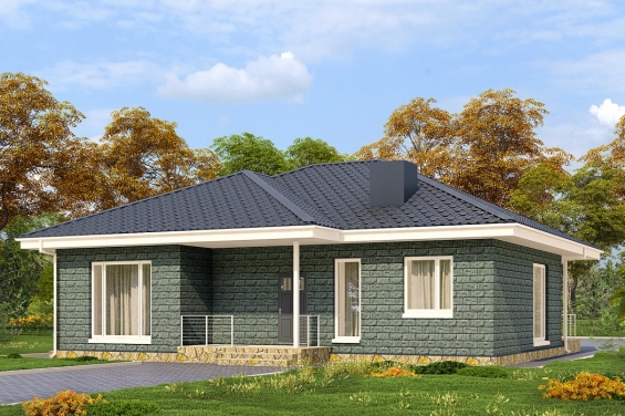 Rg6584 - Одноэтажный дом с тремя спальнями и террасой